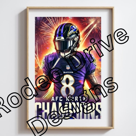 Lamar Jackson Baltimore Ravens 11x17 Poster AFC North Champion NFL Ravens Print - Picture 1 of 2